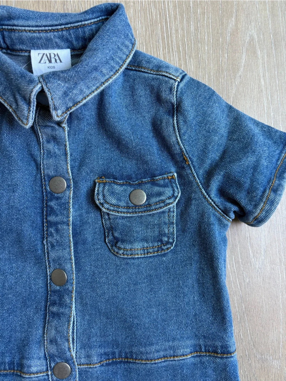 Zara Kids Blue Denim Button-Front Dress - Girls Size 6
